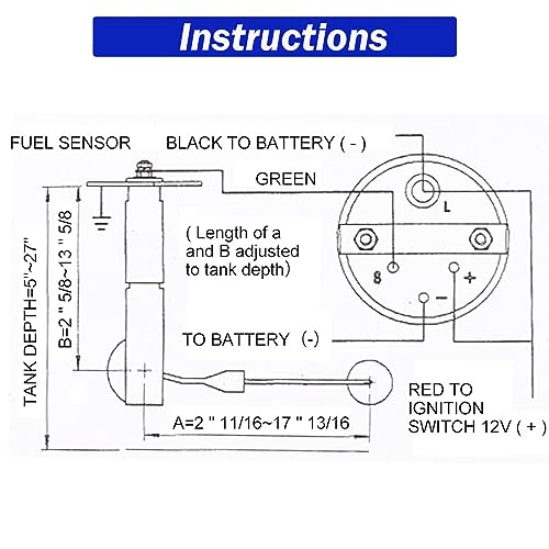 BLLYOGU 2" Fuel Level Gauge,12V Fuel Tank Meter E-1/2-F Pointer Meter 240-33ohm for Car RV Yacht Boat Motorcycle - Image 5