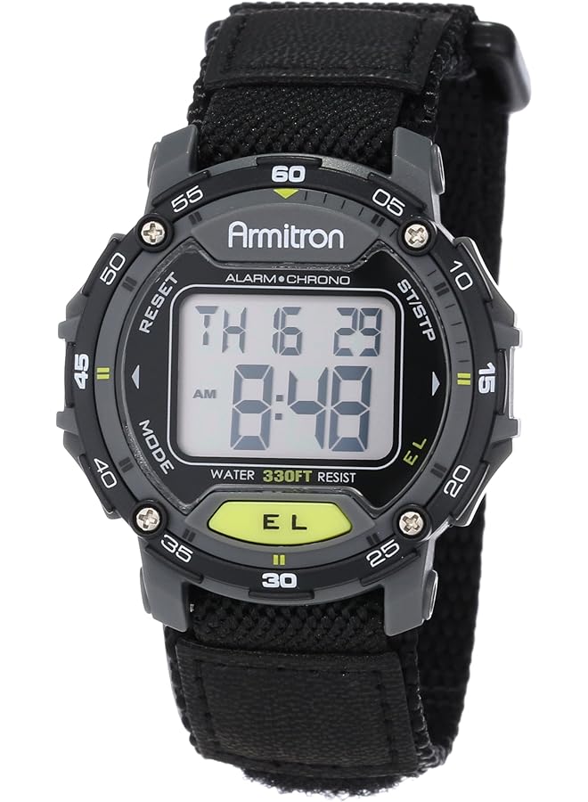 Armitron Sport Unisex 40 8291Blk Gray Accented Digital Chronograph Black Nylon Strap Watch - Image 1