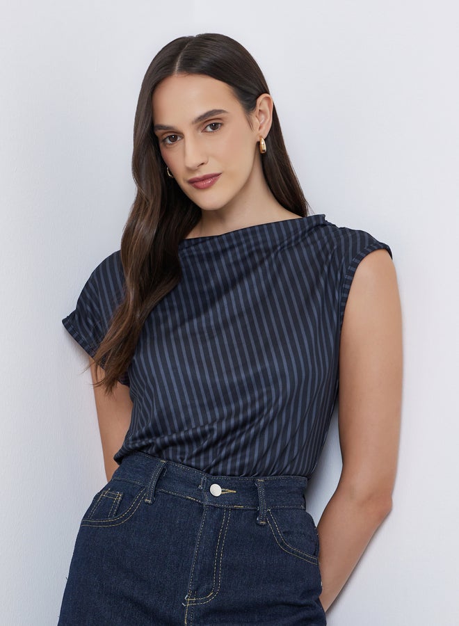 Styli Striped Short Sleeve Bodysuit - Image 2