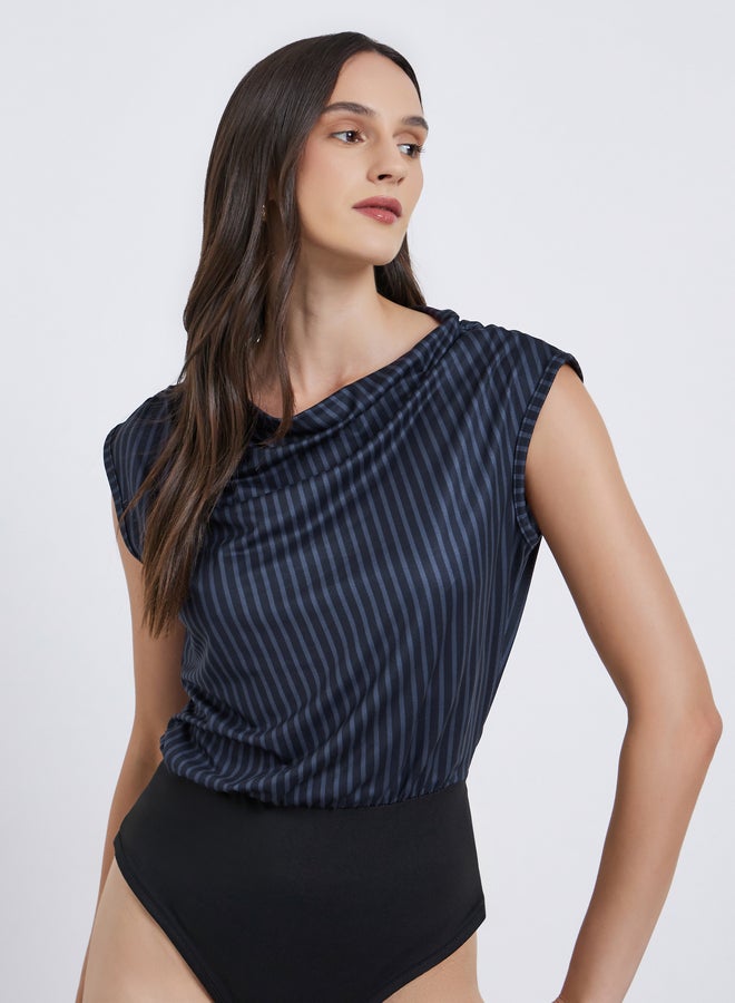 Styli Striped Short Sleeve Bodysuit - Image 1