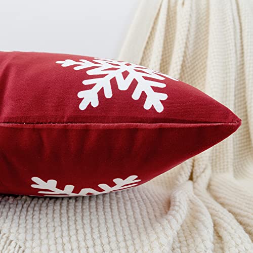 HWY 50 Red Decorative Throw Pillow Covers 16x16 Inch for Couch Sofa Living Room Bed Soft Square Throw Pillows Cases Set Cushion Cover with Christmas Snowflakes Print Pack of 2 - Image 3