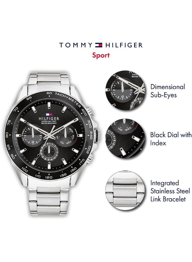 TOMMY HILFIGER Men's Black Dial Stainless Steel Watch - 1791967 - Image 5