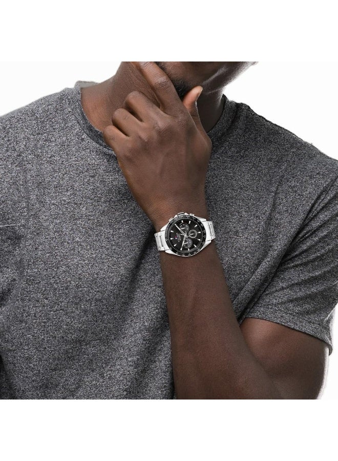 TOMMY HILFIGER Men's Black Dial Stainless Steel Watch - 1791967 - Image 4