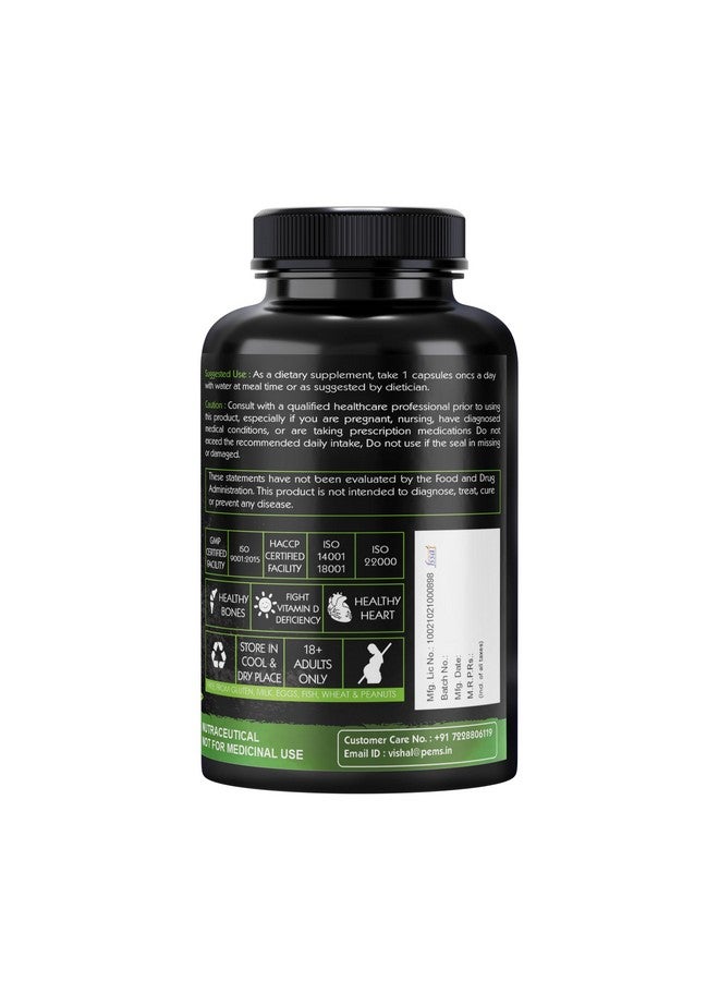 Go Organic Plant based organic Vitamin D3 Vitamin D3 + K2 Capsules, Vitamin K2-7 to Support Bone & Heart Health in Men & Women - 120 Capsules, - Image 3