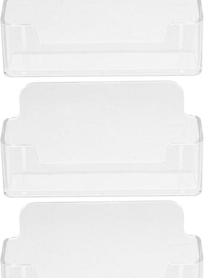 3Pcs Clear Acrylic Business Card Holder Stand Single Slot Desk Organizer - Image 1