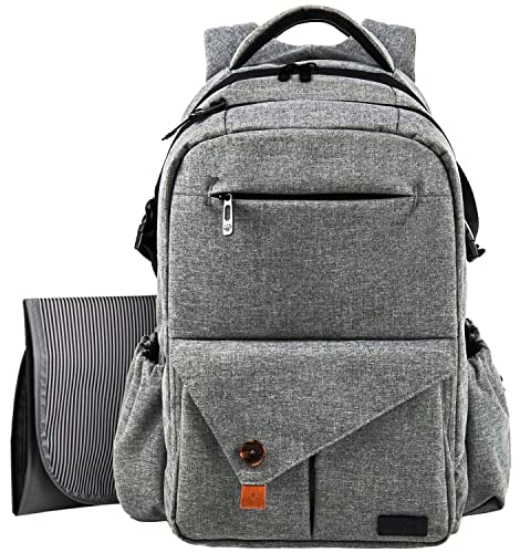 Hap Tim MultiFunction Large Baby Diaper Bag Backpack with Stroller Straps Insulated Pockets Changing Pad Stylish AntiWater MaterialGray5284 - Image 1
