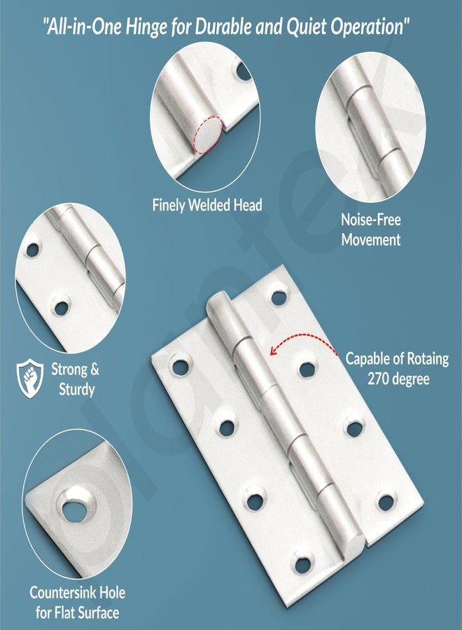 Plantex Stainless Steel Door Kit for Bathroom Door/Door Hardware/Doors Accessories/3 Hinges/10 inch Al-Drop/8 inch Latch/8 inch 2 Handles - Pack of 1 (APS-1320, Chrome) - Image 5