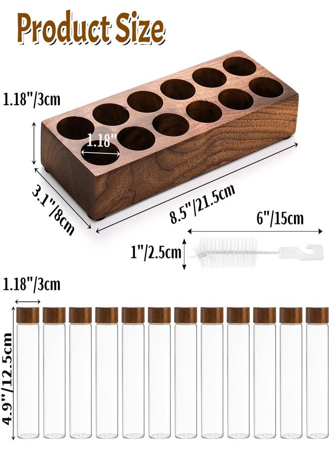 Goaste 12 Pack Coffee Beans Storage Tubes, Glass Coffee Bean Cellars with Wooden Stand, Dosing Glass Vials with Lids and Funnel for Tea, Coffee, Spices, 2OZ - Image 2