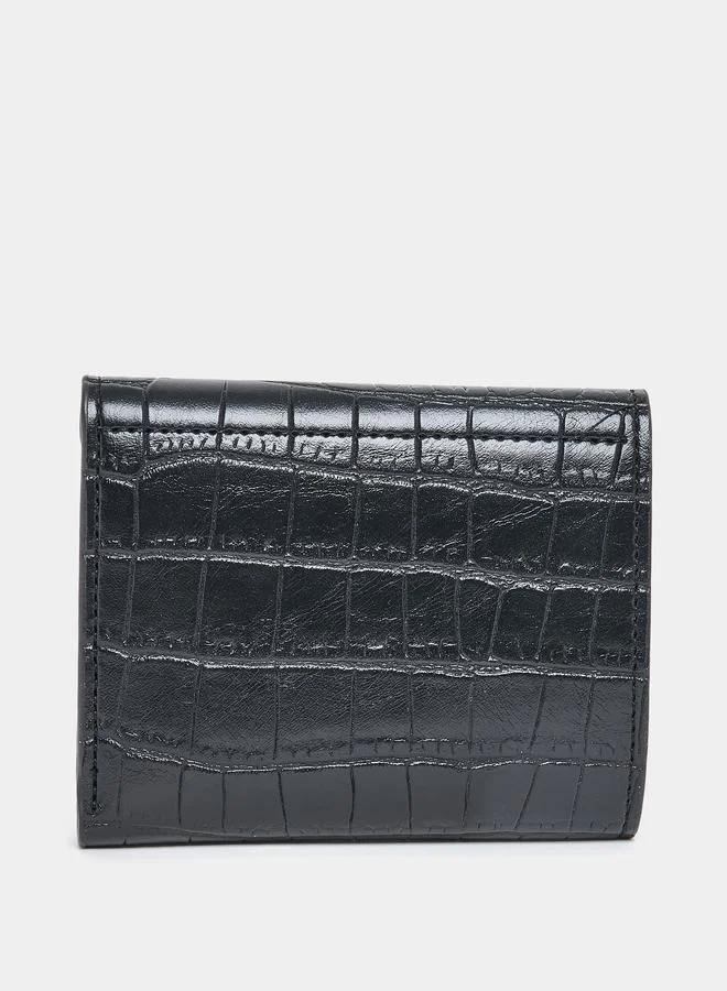 Styli Textured Turn Lock Detail Wallet