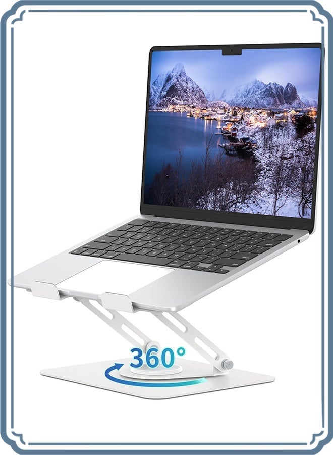 APEX Adjustable Laptop Stand for Desk Ergonomic Riser with 360° Rotating Base Foldable Notebook Computer Holder Compatible MacBook Air Pro Dell XPS More 10-17" Laptops - Image 1