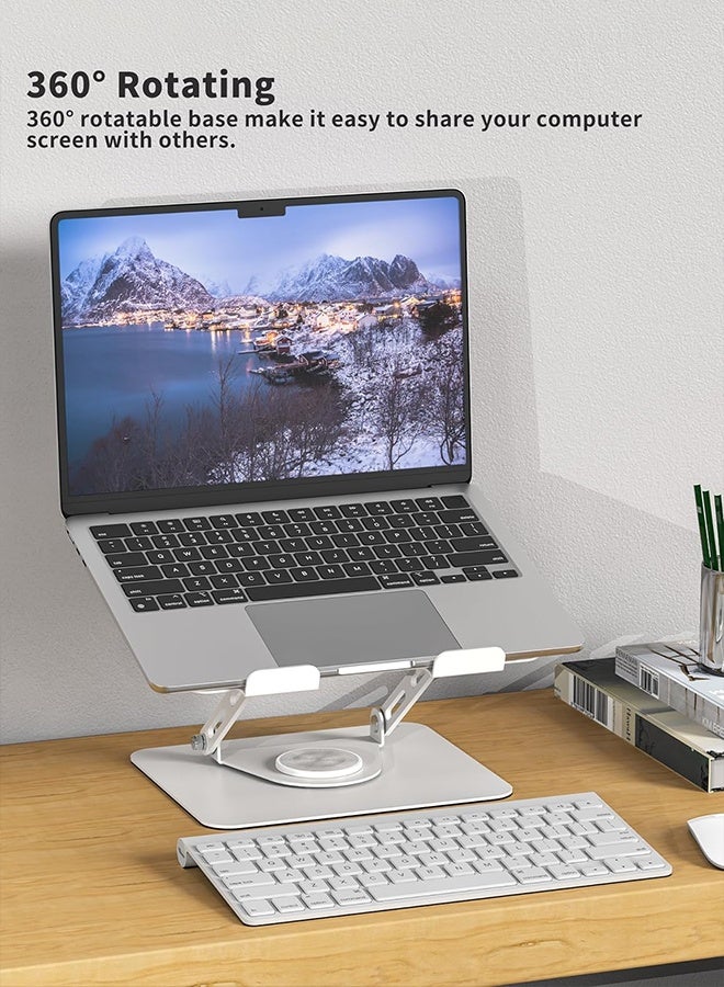 APEX Adjustable Laptop Stand for Desk Ergonomic Riser with 360° Rotating Base Foldable Notebook Computer Holder Compatible MacBook Air Pro Dell XPS More 10-17" Laptops - Image 3