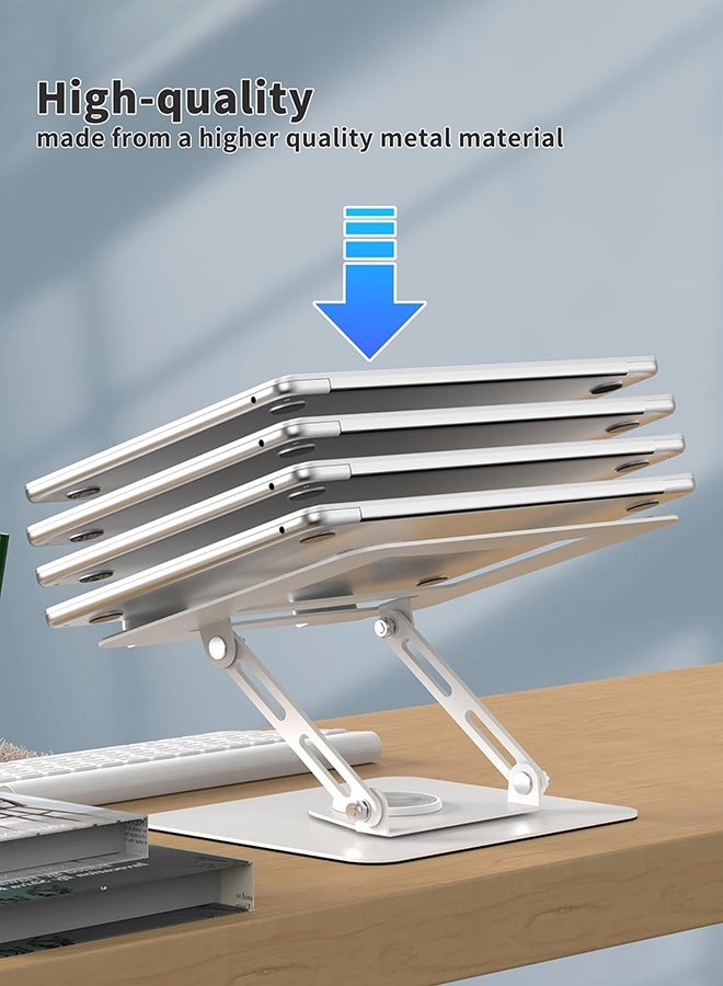 APEX Adjustable Laptop Stand for Desk Ergonomic Riser with 360° Rotating Base Foldable Notebook Computer Holder Compatible MacBook Air Pro Dell XPS More 10-17" Laptops - Image 4