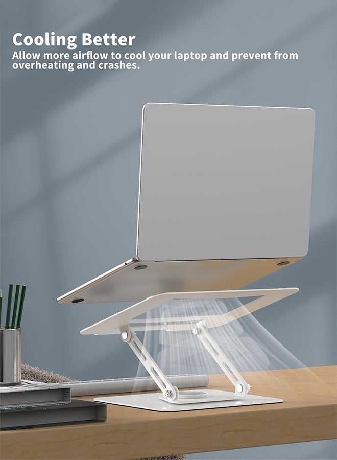 APEX Adjustable Laptop Stand for Desk Ergonomic Riser with 360° Rotating Base Foldable Notebook Computer Holder Compatible MacBook Air Pro Dell XPS More 10-17" Laptops - Image 5