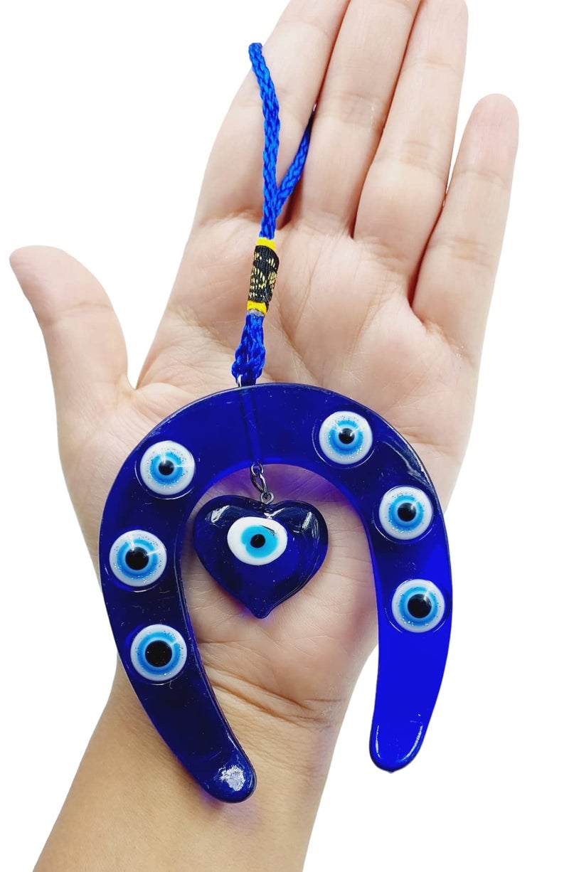 ARTISKRITI Evil Eye Hanging for Car, Car Mirror Hanging Accessories Car Mirror Hanging Decorative Items, Horseshoe Nazar Battu - Image 1