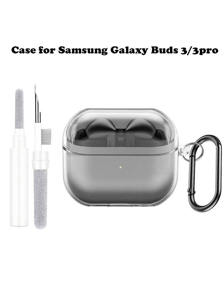 Youque - Samsung Galaxy Buds 3/3 pro Case Cover with Cleaning Kit，[Anti-Yellowing], Soft TPU Protective Covers Skin with Keychain Carabiner, Support Wireless Charging, Crystal Clear - Image 1