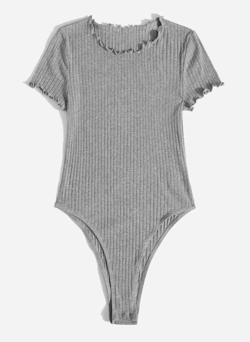 Lettuce Trim Rib-knit Solid Bodysuit - Image 2