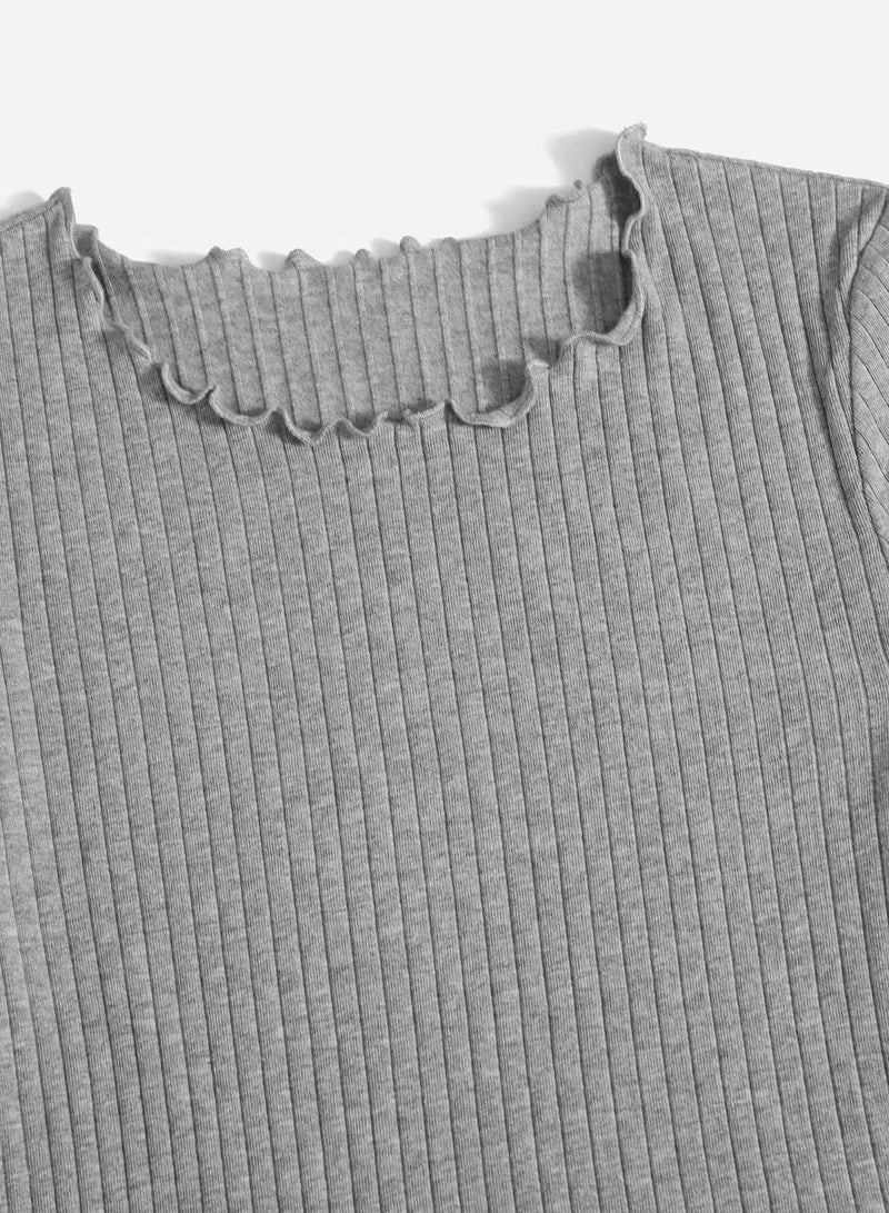 Lettuce Trim Rib-knit Solid Bodysuit - Image 4