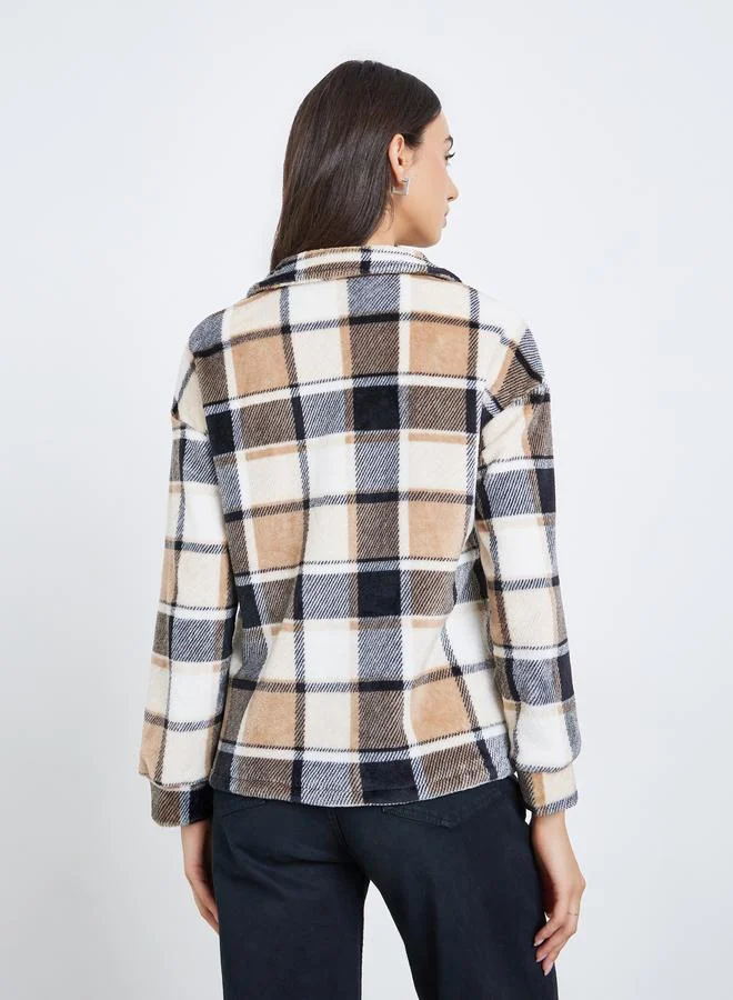 تايك تو معطف طويل بأزرار وياقة كلاسيكية بنقشة مربعات