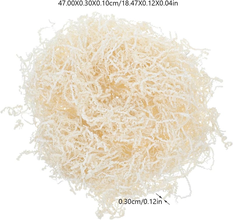 MOBUTOFU Crinkle Cut Raffia Paper Filler 1kg Ivory Shredded Packaging Cushioning for Boxes Basket Wrapping and Decorative Filling - Image 2