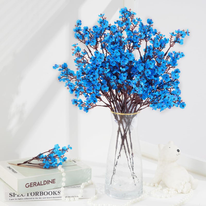 Yastouay Yastouay Blue Fake Flowers Artificial Flowers  15 Pcs Real Touch Silk Flowers Faux Artificial Flowers for Decorations  Babys Breath Artificial Flowers Bulk for Spring Decor Floral Arrangement - Image 1