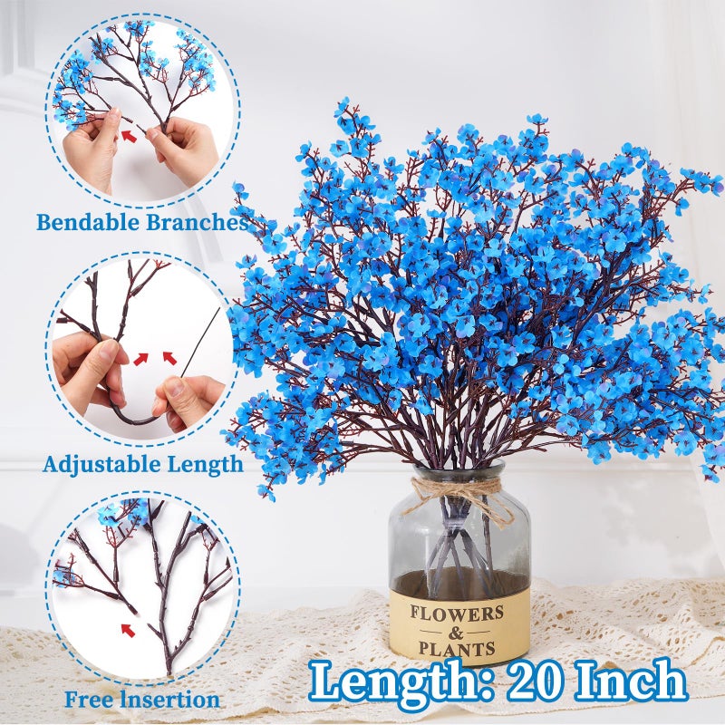Yastouay Yastouay Blue Fake Flowers Artificial Flowers  15 Pcs Real Touch Silk Flowers Faux Artificial Flowers for Decorations  Babys Breath Artificial Flowers Bulk for Spring Decor Floral Arrangement - Image 2
