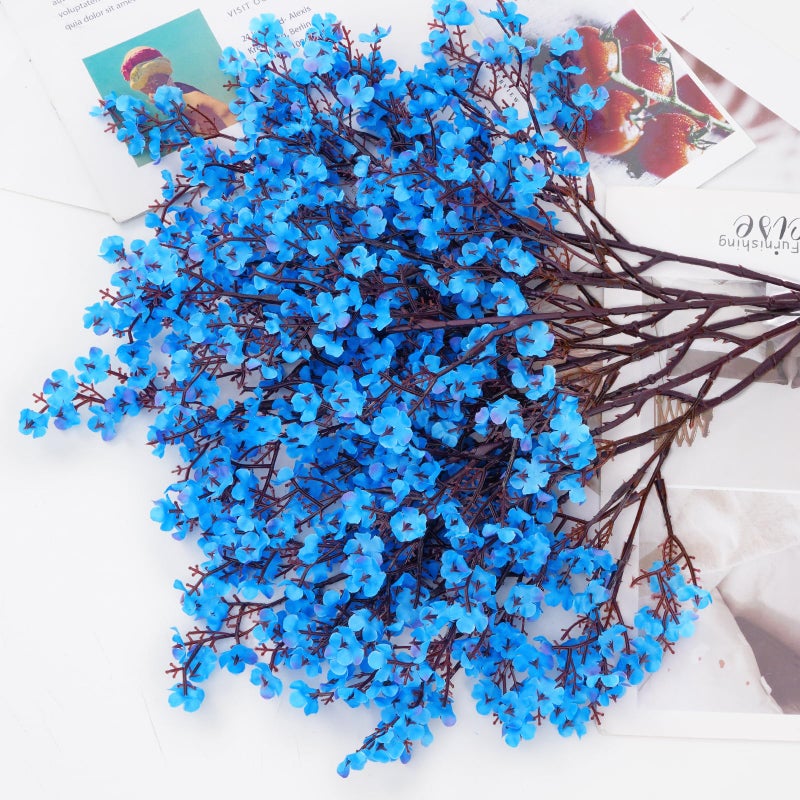 Yastouay Yastouay Blue Fake Flowers Artificial Flowers  15 Pcs Real Touch Silk Flowers Faux Artificial Flowers for Decorations  Babys Breath Artificial Flowers Bulk for Spring Decor Floral Arrangement - Image 3