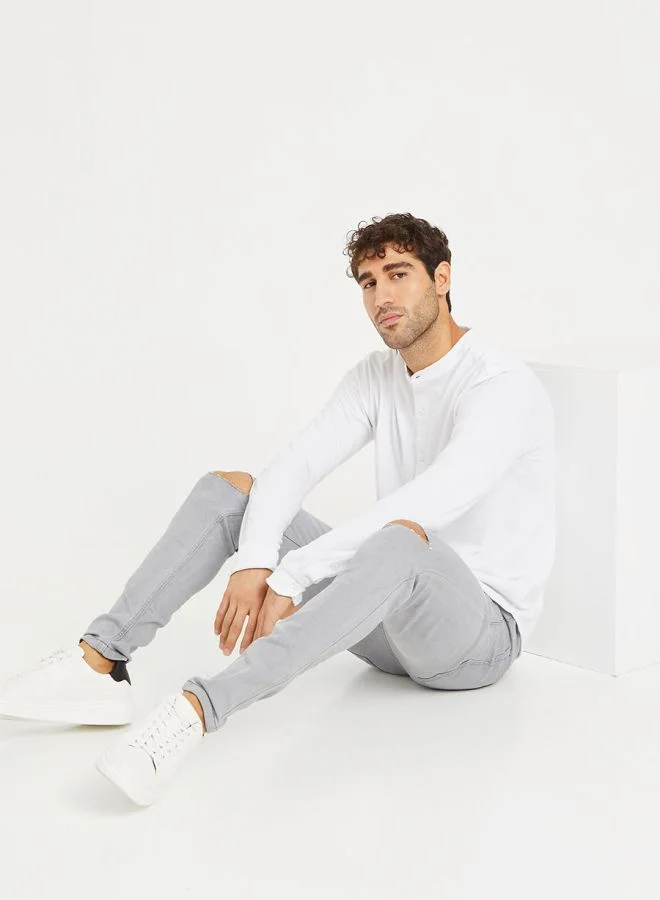 Styli Grandad Collar Knit Shirt