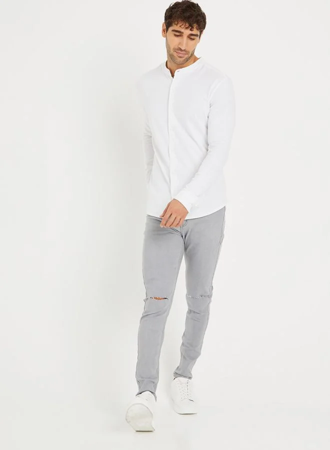 Styli Grandad Collar Knit Shirt