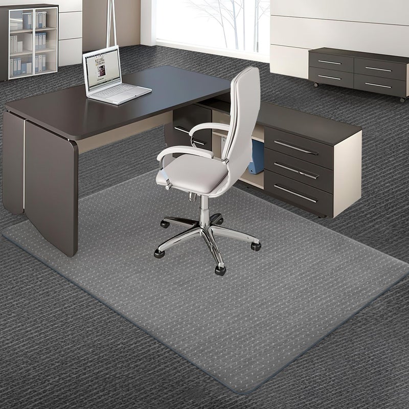 BesWin Office Chair Mat for Carpet, 48'' x 60'' Clear Floor Mat for Low and No Pile Carpeted Floors, Thick and Sturdy Carpet Protector for Work, Home, Gaming, Easy Glide and Flat Without Curling - Image 1
