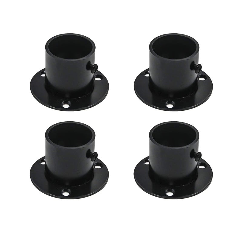 Antrader Stainless Steel Closet Rod Flange Holder Shower Socket Bracket Support 125 Inch Dia Matte Black Pack of 4