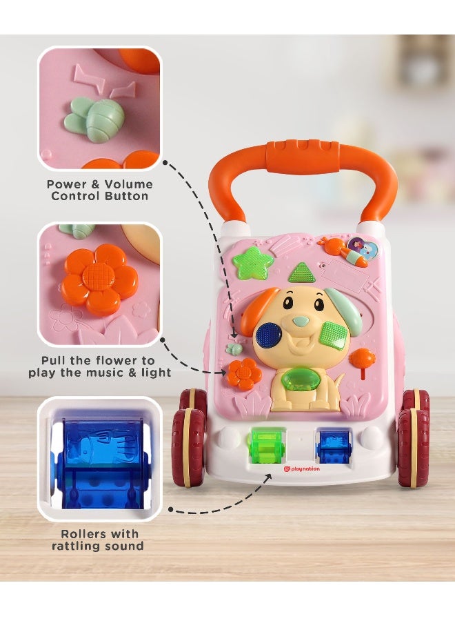 PlayNation Play Nation Premium Puppy Push Multi Activity Walker, Sea Animals Theme, Interactive Learning Toy, Develops Fine Motor Skills, Music & Light, 9 Months+, 41 x 37 x 57 cm - Assorted - Image 3
