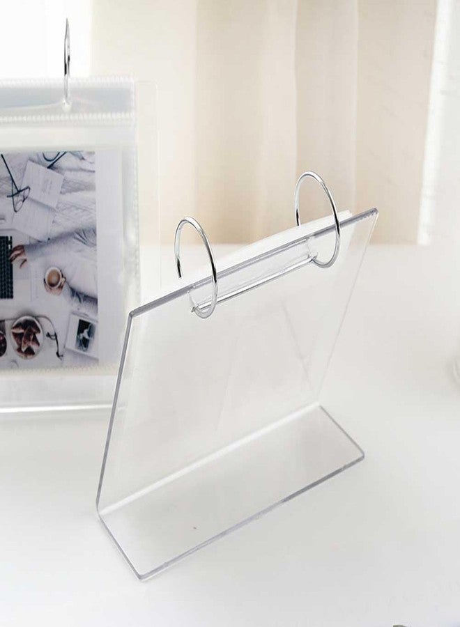Teensery Clear Acrylic Photo Album 5 Inch Flip Calendar Style Photo Frame Scrapbook Album L-Shape Desktop Photo Display Stand Vertical Sign Holder, 17 Pages Hold 34 Pictures (1 Piece) - Image 3