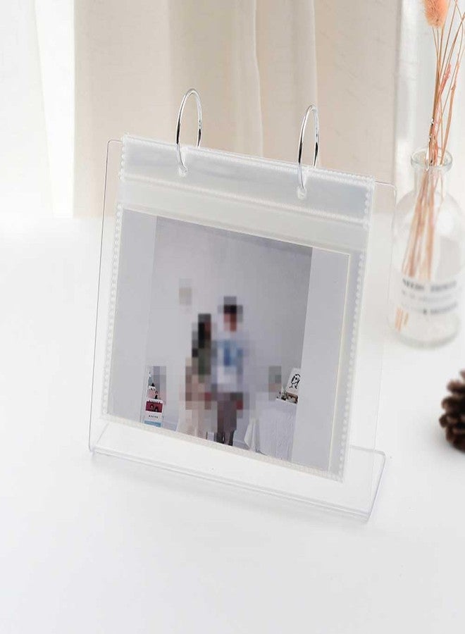 Teensery Clear Acrylic Photo Album 5 Inch Flip Calendar Style Photo Frame Scrapbook Album L-Shape Desktop Photo Display Stand Vertical Sign Holder, 17 Pages Hold 34 Pictures (1 Piece) - Image 2