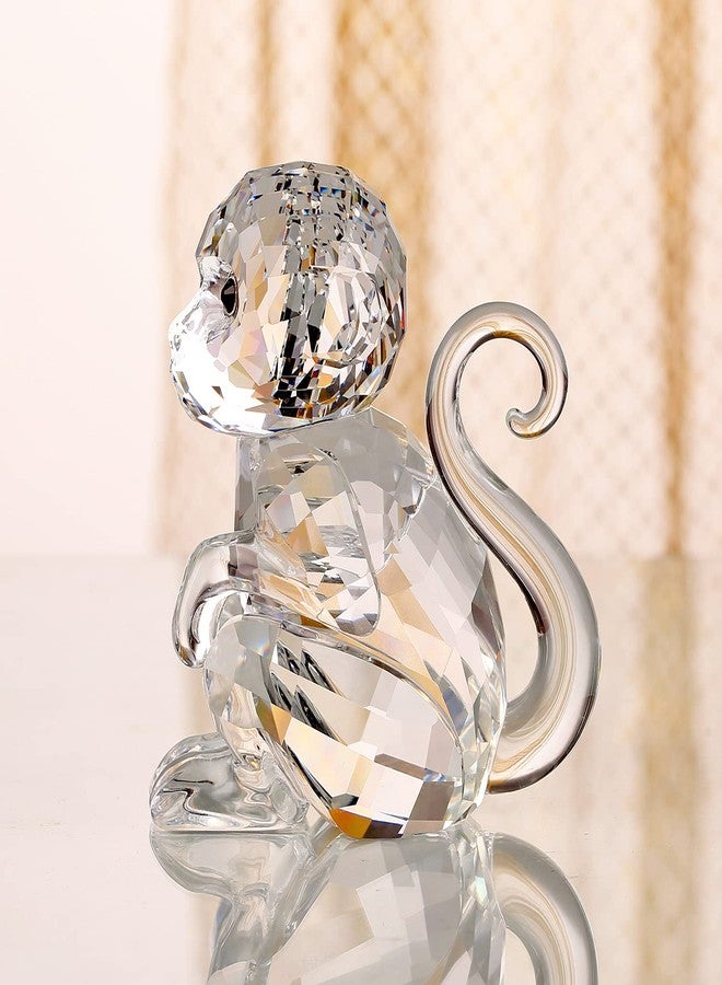 DOJOZ Crystal Little Monkey Animals Lovely Craft Decorations for Home Ornaments Christmas Collectible Birthday Gifts Figurines (White) - Image 2