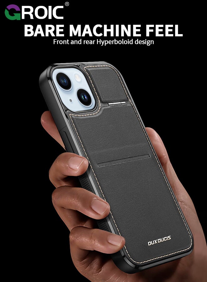 GROIC iPhone 15 Plus Black Wallet case for Men iPhone 15 Plus Case with Card Holder iPhone 15 Plus Case for Women Magsafe Compatible Wallet 3 in 1 for Men  - Image 4