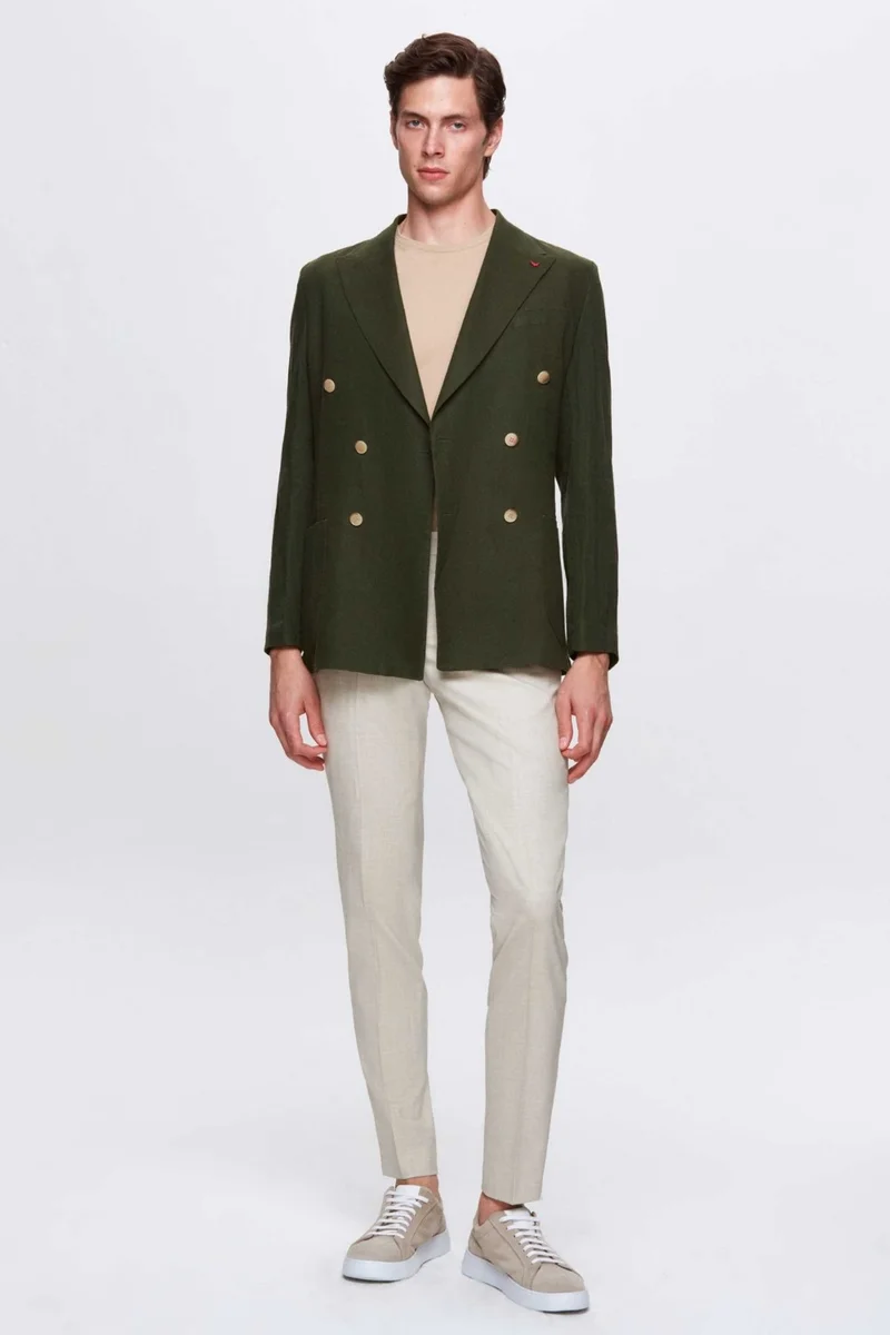 D'S DAMAT Ds Damat Regular Fit Khaki Plain Fabric Jacket