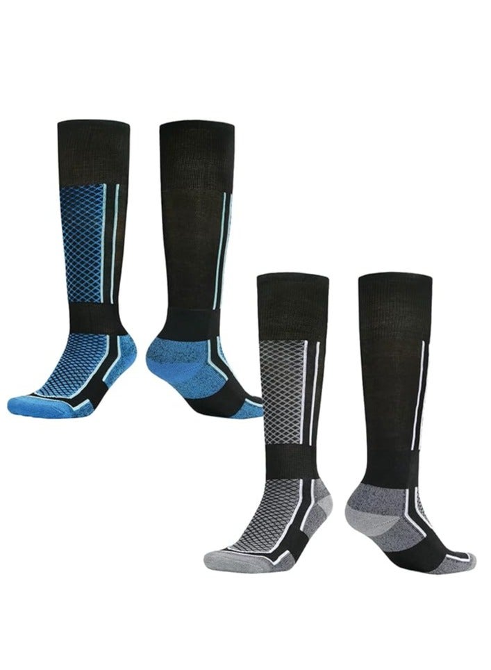 SYOSI Men Ski Socks 2 Pairs High Performance Thermal Snow Skiing Socks Snowboard Socks Warm Long Hose Hiking Socks Winter Cold Weather Socks for Hiking Football Basketball - Image 1