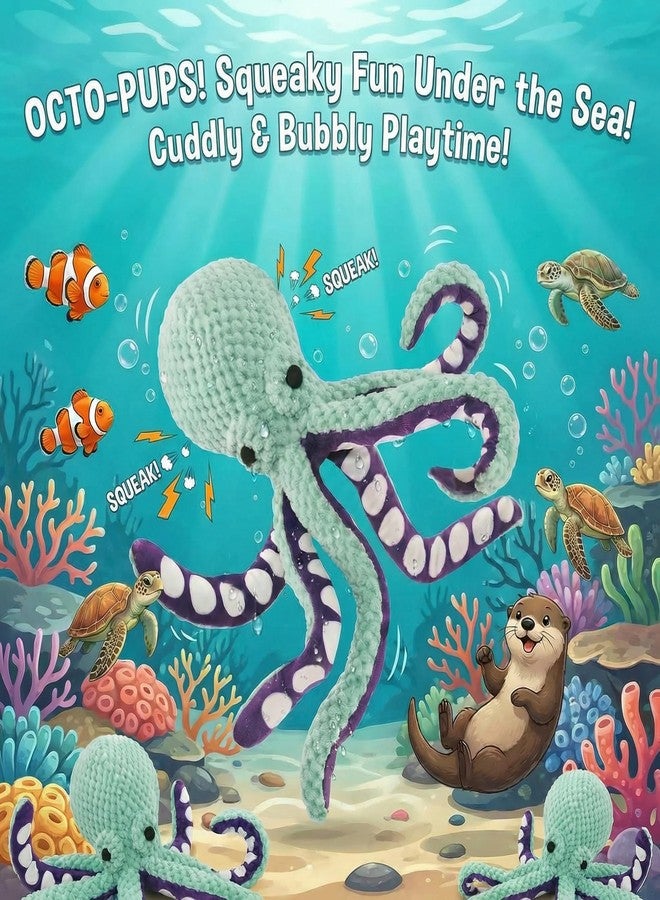 Paw-FECT Piece - Squeaky Octopus Soft Plush Dog Chew Toy with Crinkle Legs- Made with Soft Pineapple Fabric for Small, Medium, and Large Dogs Daily Companionship/Emotional Support, Training Reward - Image 2