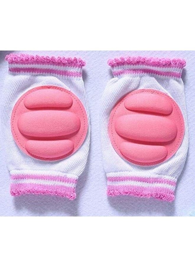 BabyGo Baby Knee Pads 1 Pairs Elastic Anti Slip Breathable Protector For Crawling (Pink)  - Image 2