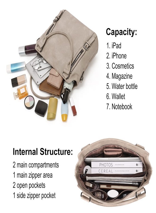 CLUCI Womens Vegan Leather Purses Large, Grey-02 - Image 4