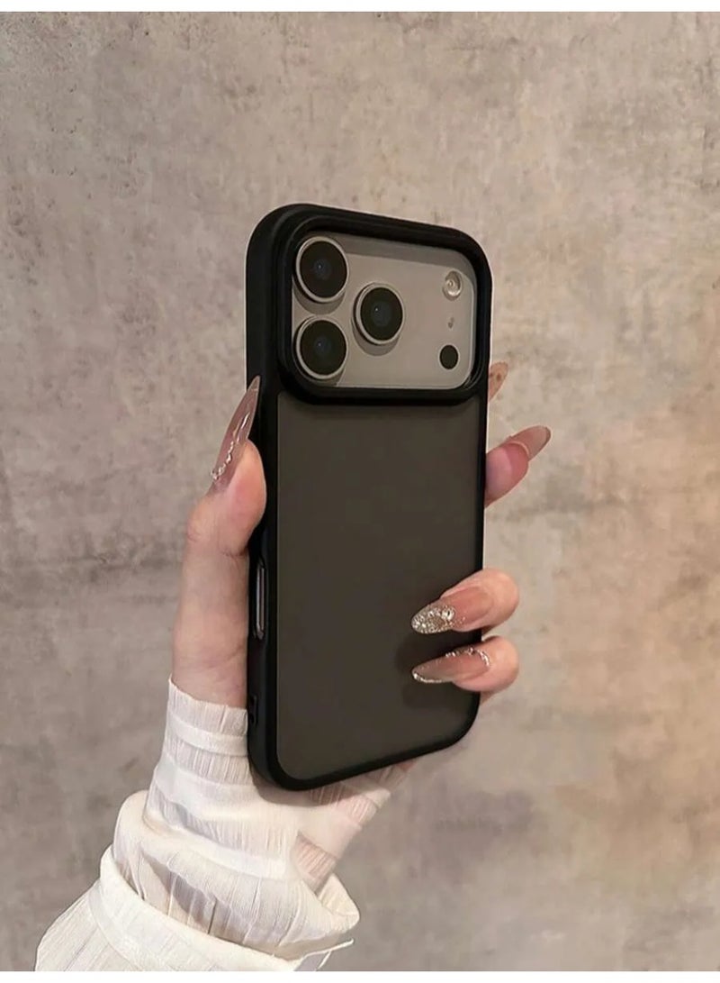 شي إن غطاء هاتف شفاف بلون أسود مطفي فتحة كاملة للكاميرا متوافق مع هواتف آيفون 17 بروماكس - Image 2