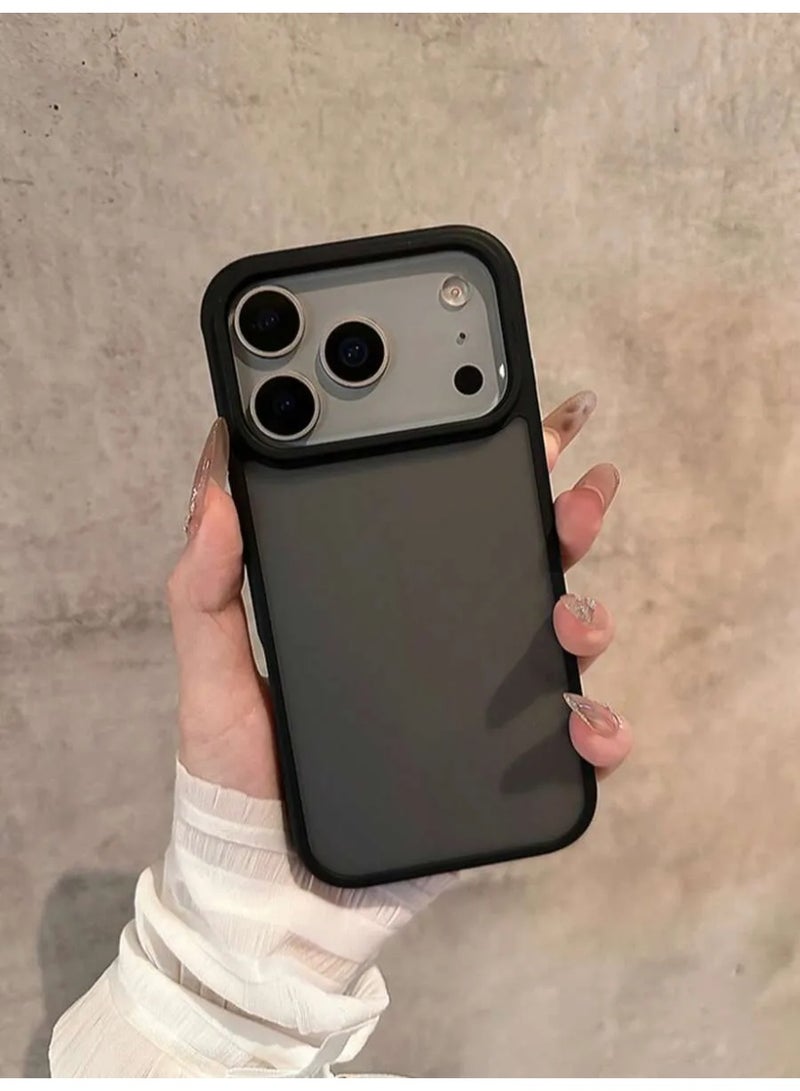 شي إن غطاء هاتف شفاف بلون أسود مطفي فتحة كاملة للكاميرا متوافق مع هواتف آيفون 17 بروماكس - Image 1