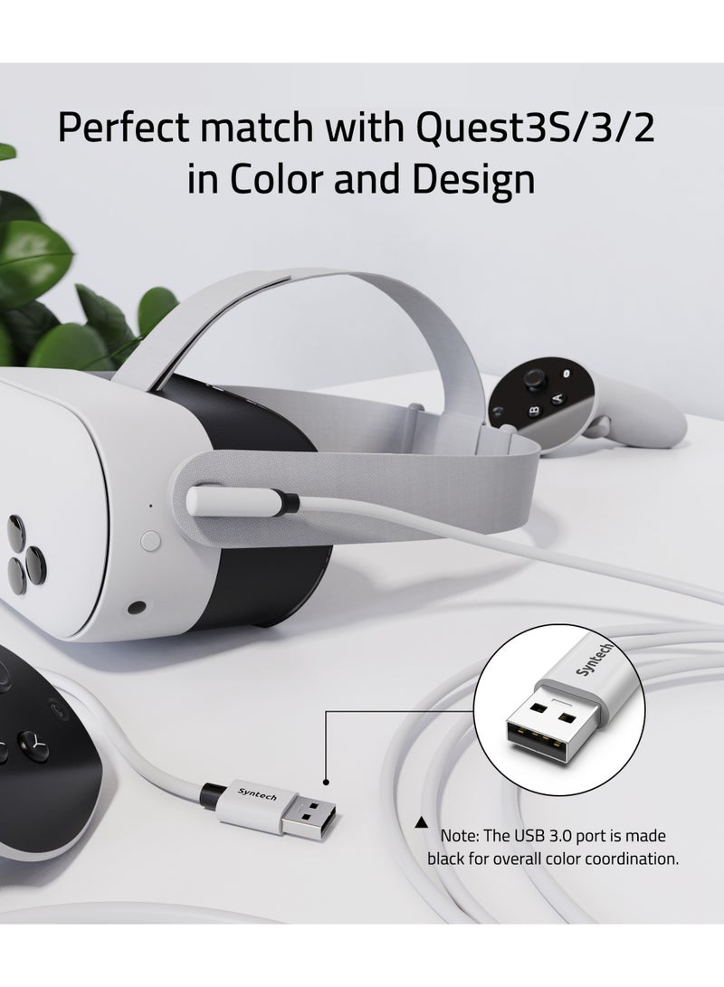 Syntech Link Cable 16FT for PCVR Compatible with Meta Quest 3/Meta Quest 3S, Quest2/Pro/Pico 4/Ultra Accessories and PC/SteamVR, High Speed PC Data Transfer, USB 3.0 to USB C Cable for VR Headset (5M) White - Image 4