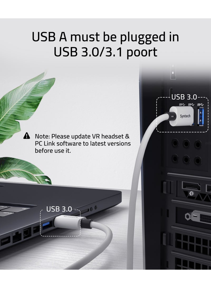 Syntech Link Cable 16FT for PCVR Compatible with Meta Quest 3/Meta Quest 3S, Quest2/Pro/Pico 4/Ultra Accessories and PC/SteamVR, High Speed PC Data Transfer, USB 3.0 to USB C Cable for VR Headset (5M) White - Image 5