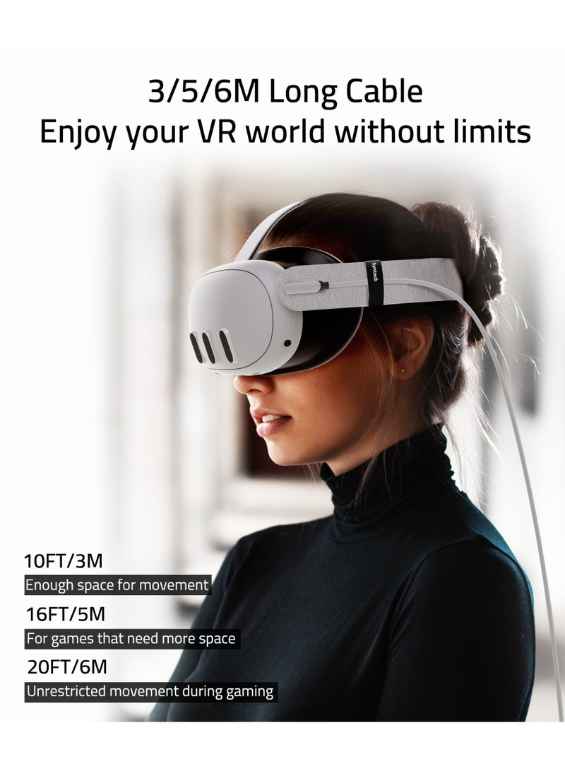 Syntech Link Cable 16FT for PCVR Compatible with Meta Quest 3/Meta Quest 3S, Quest2/Pro/Pico 4/Ultra Accessories and PC/SteamVR, High Speed PC Data Transfer, USB 3.0 to USB C Cable for VR Headset (5M) White - Image 2