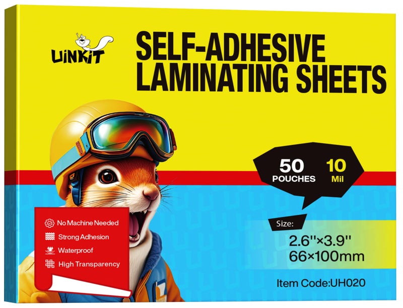 Uinkit 50-Pack Business Card Laminating Pouches, 10Mil Thick Double-Sided Seal for 2.6x3.9" Cards, Bulk Waterproofing for Employee ID Badges, Loyalty & Membership Cards, No Machine Needed - Image 1