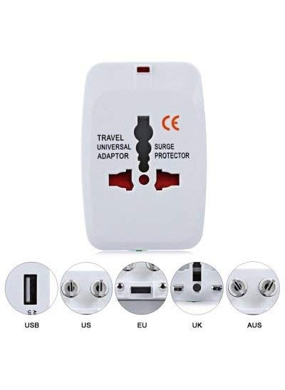 AM7 AM7 Universal Travel Plug Adapter Worldwide International All in One Portable Travel Adapter Wall AC Power Plug Adapter Wall Charger with Dual USB Charging Ports for USA EU UK AUS  - Image 3