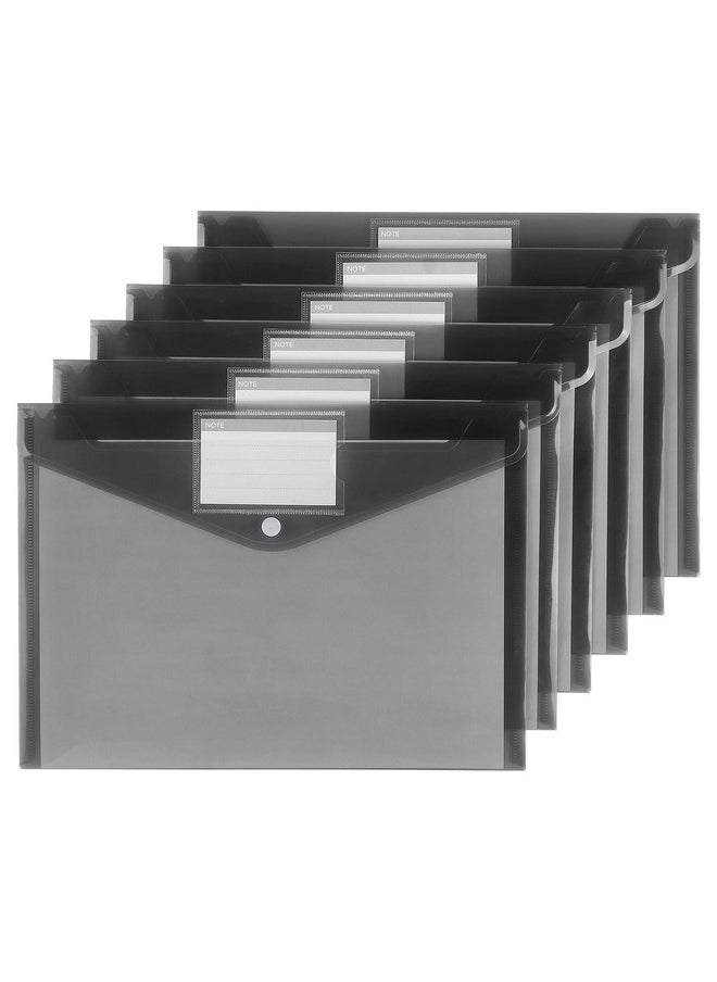 Tamaki - 6 Pack Plastic Envelopes Poly Envelopes Clear Document Folders Plastic File Folders For Home Work Office Organization Letter Size/A4 Size(Dark Grey) - Image 1