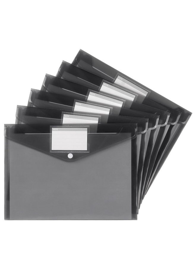 Tamaki - 6 Pack Plastic Envelopes Poly Envelopes Clear Document Folders Plastic File Folders For Home Work Office Organization Letter Size/A4 Size(Dark Grey) - Image 1
