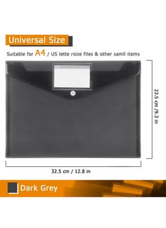 Tamaki 6 Pack Plastic Envelopes Poly Envelopes Clear Document Folders Plastic File Folders For Home Work Office Organization Letter Size/A4 Size(Dark Grey)  - Image 3